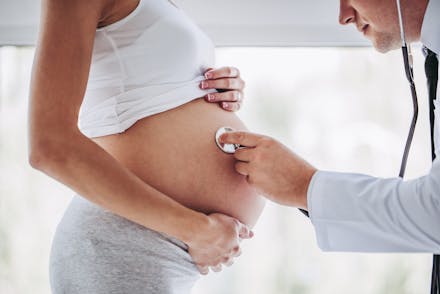 1) Nearly time! Checking 9 month pregnant belly