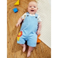 2-Piece Blue Lion Appliqué Baby Dungarees Set