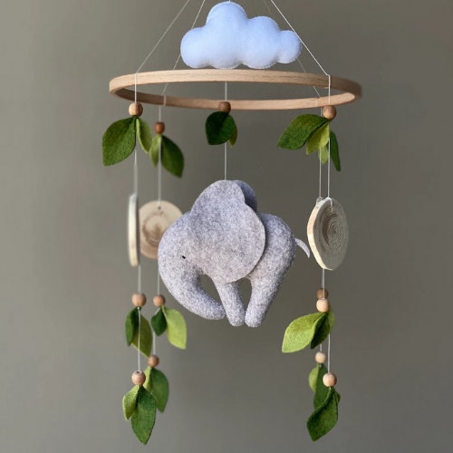 Baby Mobile Neutral Elephant Nursery Decor