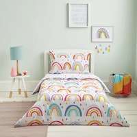 Elements Rainbow Reversible 100% Cotton Cot Bed Duvet Cover and Pillowcase Set