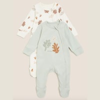 Pure Cotton Leaf Print Sleepsuit