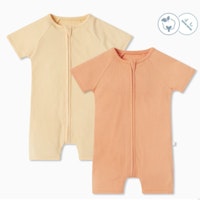 Ribbed Zip Summer Sleepsuit 2 Pack