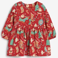 Red Christmas Print Jersey Dress