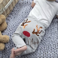 Personalised First Christmas Reindeer Baby Leggings