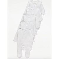 White V-Neck Sleepsuits 5 Pack