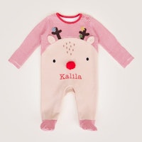 Personalised Red Reindeer Christmas Sleepsuit