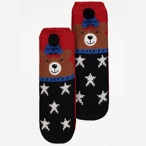 Asda Bear Print Slipper Socks