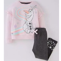 Girls Frozen 2 Piece Olaf Sweat and Rib Legging Set - Pink