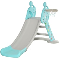 HOMCOM 2 in 1 Kids Slide with Basketball Hoop Toddler Freestanding Slider Playset for Indoor/Outdoor