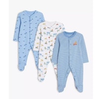 John Lewis & Partners Baby Organic Cotton Jungle Transport Sleepsuit