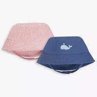 John Lewis & Partners Baby Whale Stripe Sun Hat, Pack of 2, Red/Blue