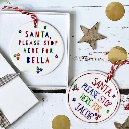 Not on The High Street Personalised Santa Stop Here Decoration