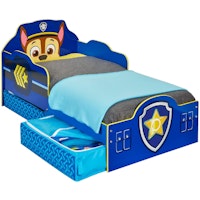 Paw Patrol Chase Toddler Bed with underbed Storage by HelloHome, Wood, Blue, 68x77x143 cm