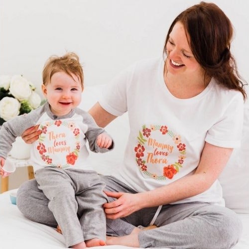 Personalised Mummy And Me Floral Pyjama Set