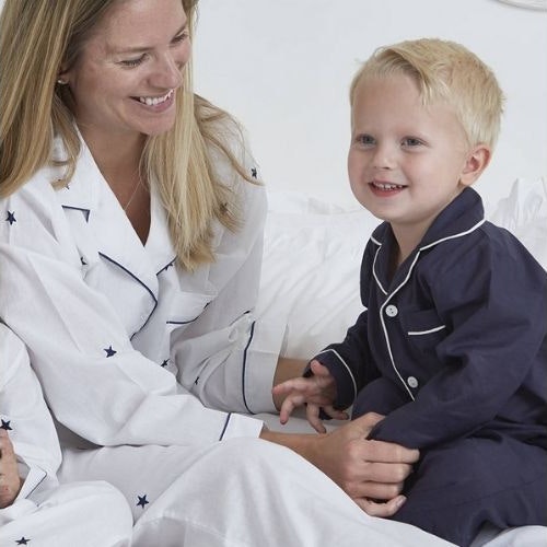 Personalised Mummy And Me Star And Navy Pyjama Set