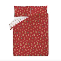 Red & White Gingerbread Biscuit Reversible Duvet Set