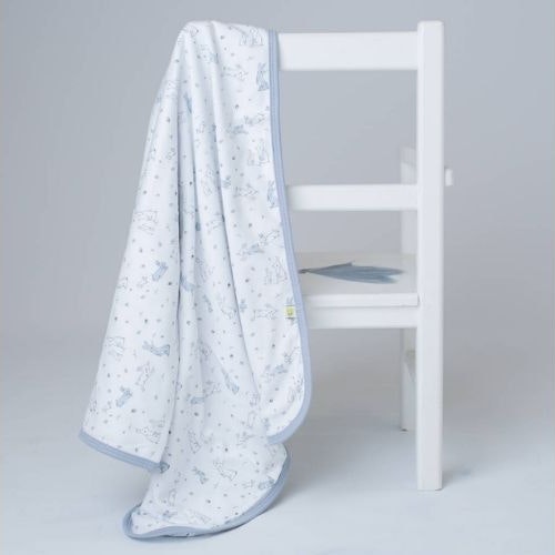 Silver Trees And Bunnies Unisex Reversible Baby Shawl