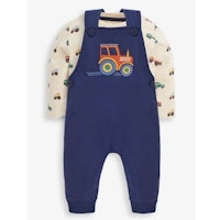 2-PIECE NAVY TRACTOR APPLIQUÉ BABY DUNGAREES SET