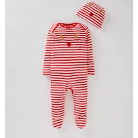 BABY UNISEX REINDEER CHRISTMAS SLEEPSUIT AND HAT SET