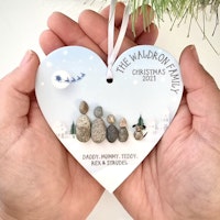 Christmas Family Personalised Pebble Bauble