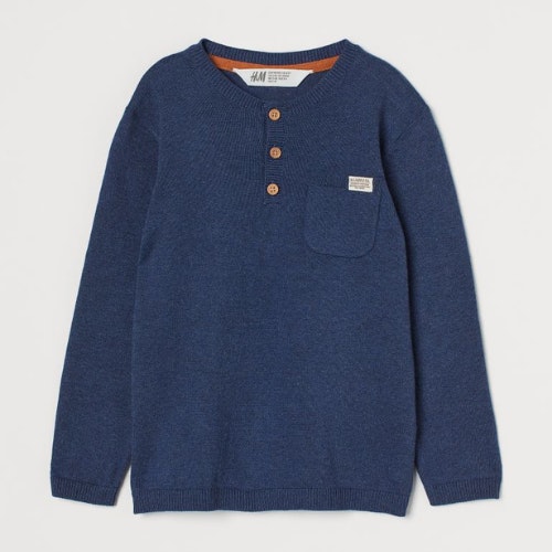 Fine-knit Henley jumper