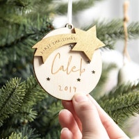Personalised First Christmas Star Bauble Decoration