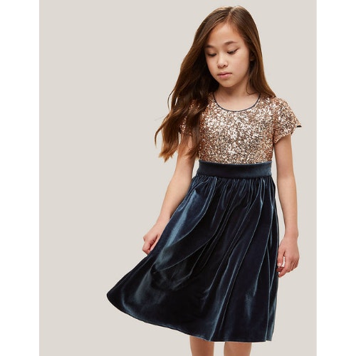 John Lewis & Partners Heirloom Collection Kids' Sequin Velour Dress