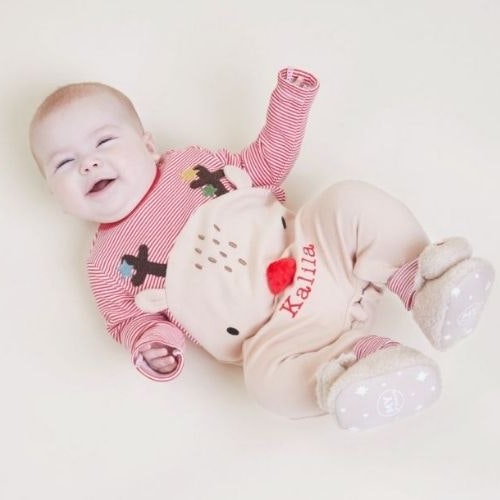 Personalised Red Reindeer Christmas Sleepsuit