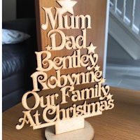 Personalised wooden family name Christmas tree. Family tree