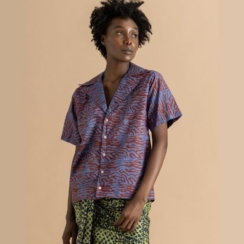 Button Down Short Sleeve Adire Shirt