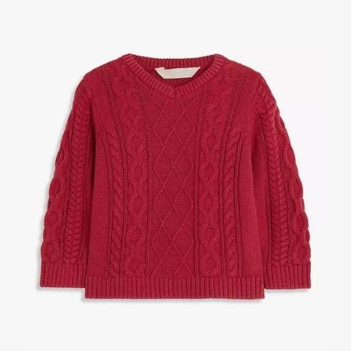 John Lewis & Partners Heirloom Collection Baby V-Neck Cable Knit Jumper