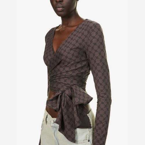 Hona Wrap-Front Knitted Top