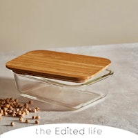 Glass Food Storage Bamboo Lids Rectangular 1340ml