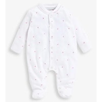 Pink Heart Embroidered Baby Sleepsuit
