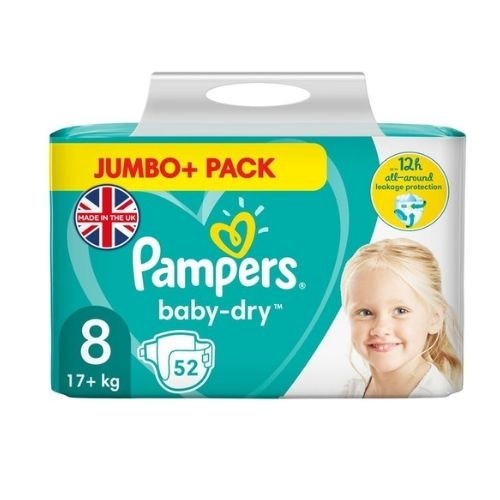 Pampers Baby-Dry Nappies Size 8, 17+kg Jumbo+ Pack