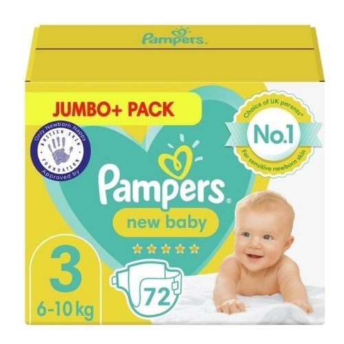 Pampers New Baby Nappies Size 3, 6kg-10kg, Jumbo+ Pack