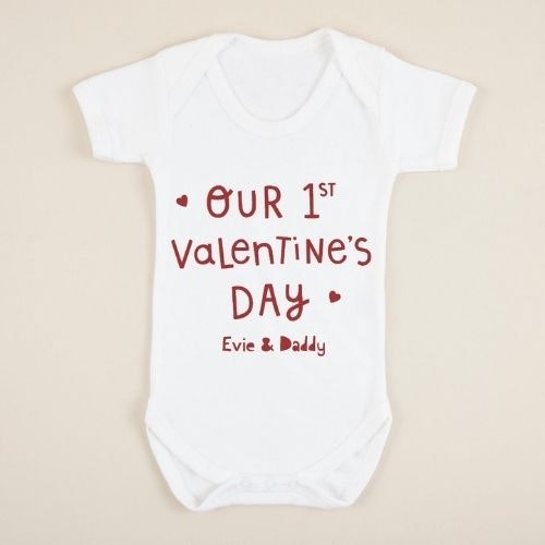 Personalised White 1st Valentine's Day Design Bodysuit