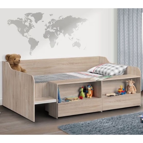 Stella Oak Wooden Kids Low Sleeper Cabin Storage Bed Frame - 3ft Single