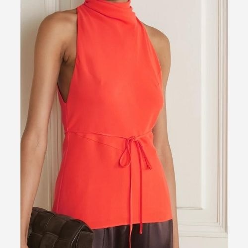 Frida Tie-Detailed Crepe Top