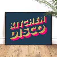 Kitchen Disco Neon And Glitter Typography Wall Art