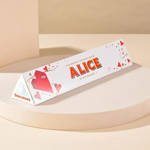 Personalised White Toblerone - Romantic Edition