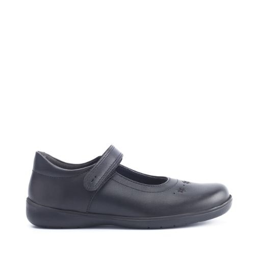 Bliss - Vegan Black Synthetic Girls Riptape School Shoes