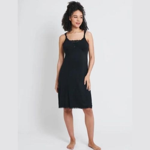 Black Lace Maternity & Nursing Nightdress