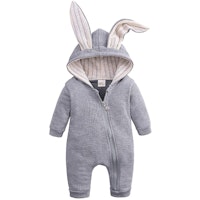 Cute Rabbit Ear Hooded Zipper Romper