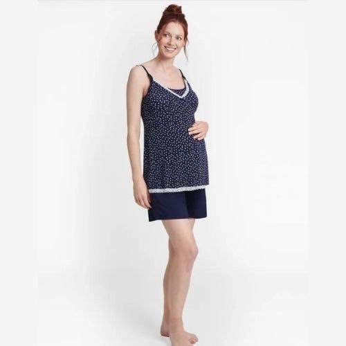 Navy Spot Maternity & Nursing Short Pyjama Set