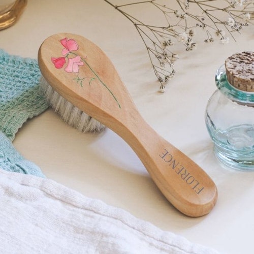 Personalised Birth Flower Baby Hair Brush