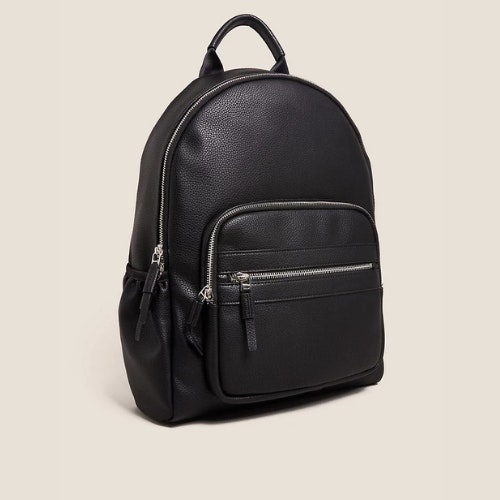 Faux Leather Zip Around Backpack