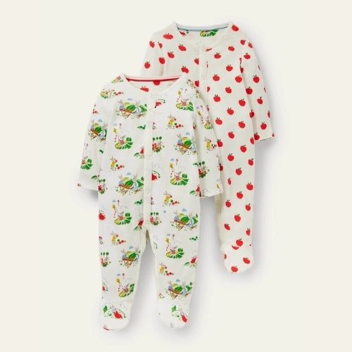 GOTS Organic 2 Pack Sleepsuit - Ivory Daydreaming Bunny