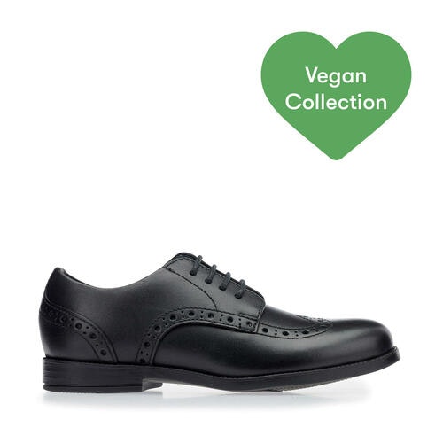 Brogue Pri Vegan Black Synthetic Lace-Up School Shoes