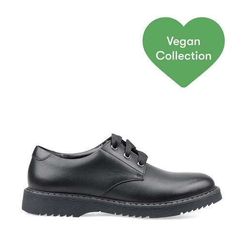 Impact - Vegan Black Synthetic Girls Lace-Up School Shoes